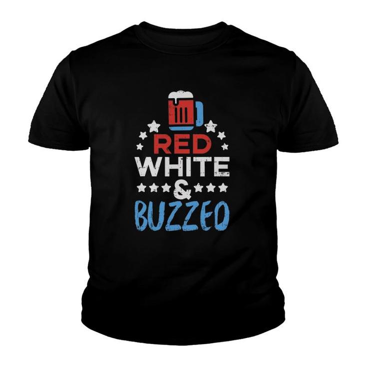 Red White And Buzzed Funny Usa 4Th Of July Drinking Team Youth T-shirt