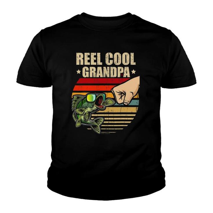 Reel Cool Grandpa Retro Fishing Father's Day Gift Fist Bump Youth T-shirt