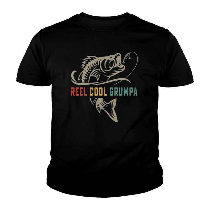 Reel Cool Grumpa Fishing Vintage Retro Gift Father's Day Youth T-shirt