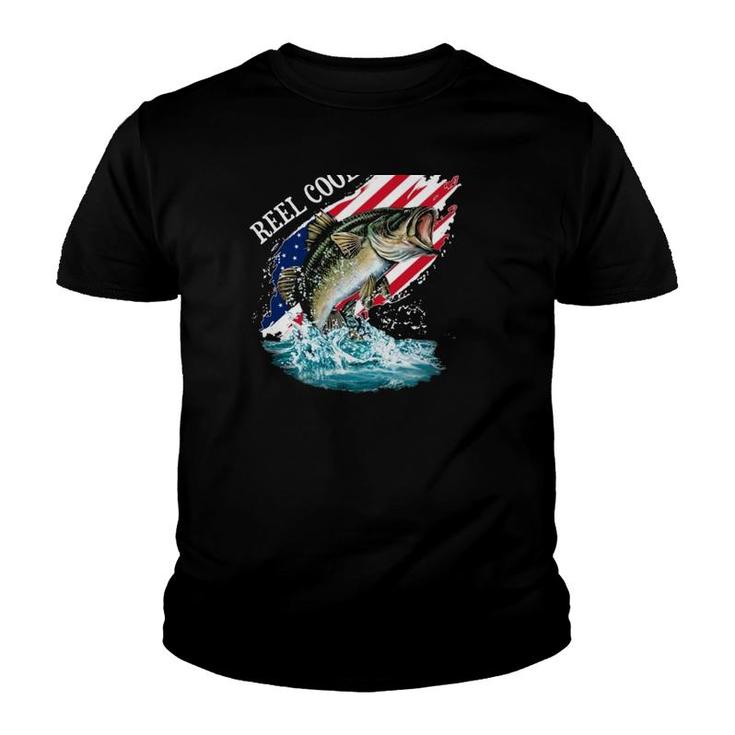Reel Cool Papa American Flag Fishing Father's Day Gifts Youth T-shirt