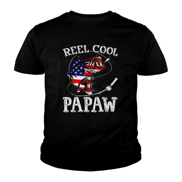 Reel Cool Papawfunny 4Th July Usa Flag Fishing Gifts Youth T-shirt