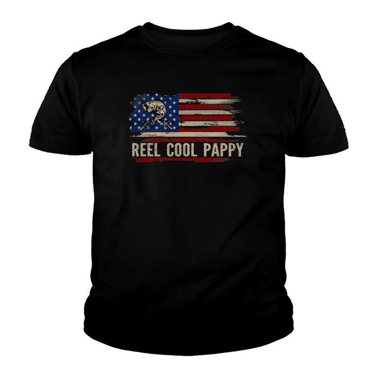 Reel Cool Pappy American Usa Flag Funny Fishing Fish Gift Youth T-shirt
