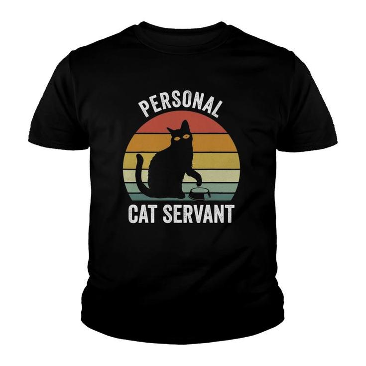 Retro Ca Black Cat Personal Cat Servant Cat Lover Youth T-shirt