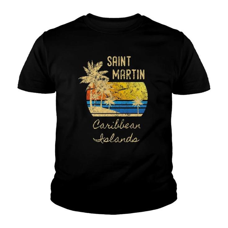 Retro Cool St Martin Caribbean Islands Distressed Sunset Youth T-shirt