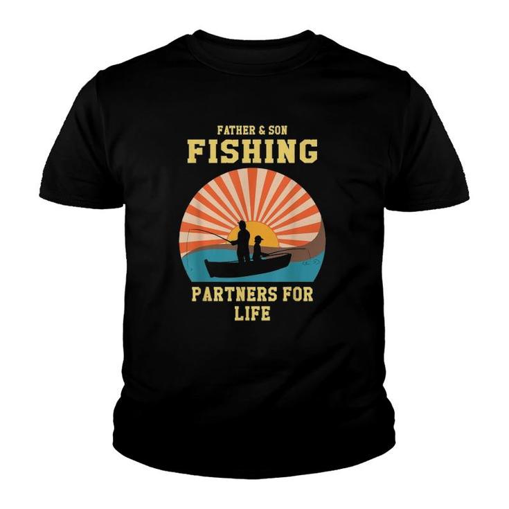 Retro Father Son Fishing Partners For Life Matching Youth T-shirt