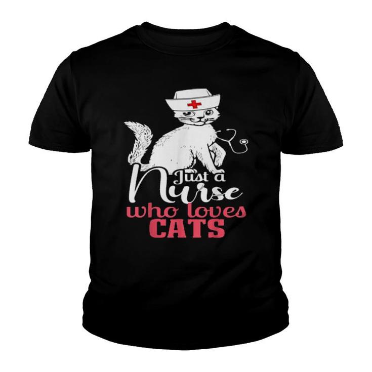 Retro For Cat Lovers, Cat, Just A Nurse Who Loves Cats  Youth T-shirt