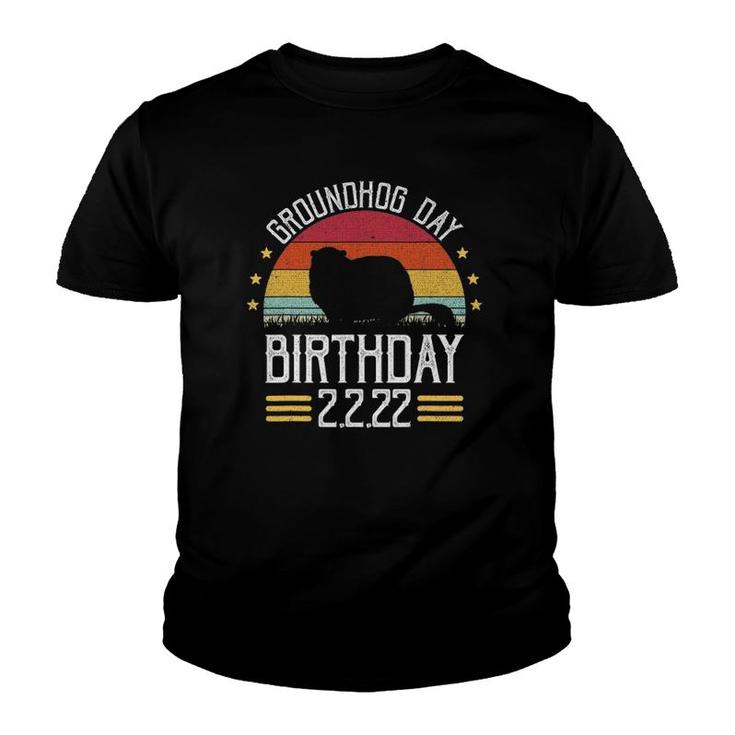 Retro Groundhog Day Birthday 2222 Party February Groundhog Youth T-shirt