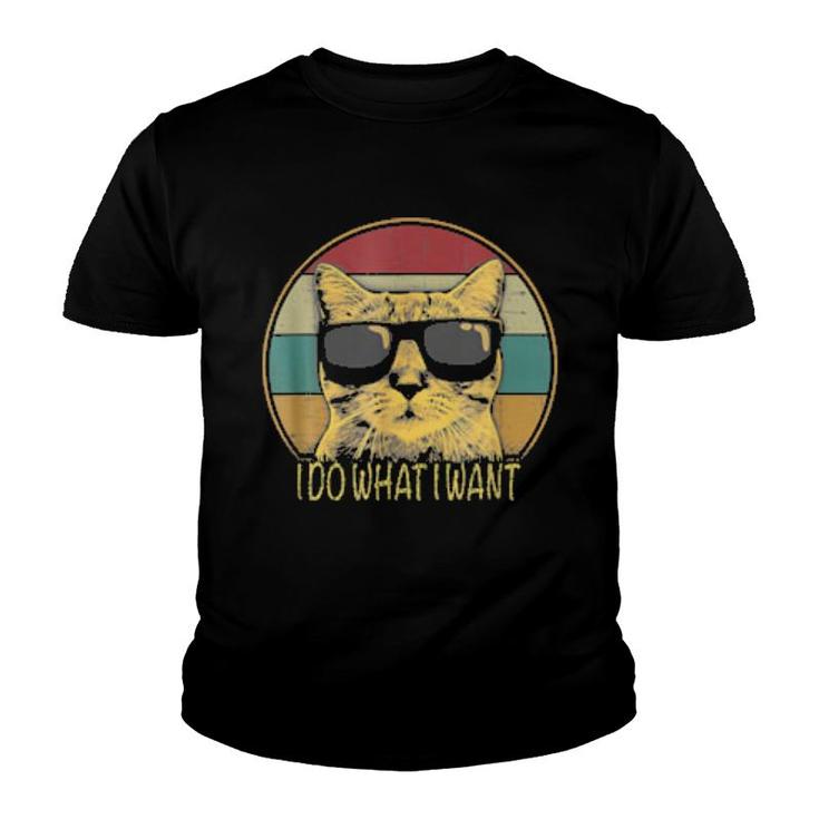 Retro I Do What I Want Cat Cat  Youth T-shirt
