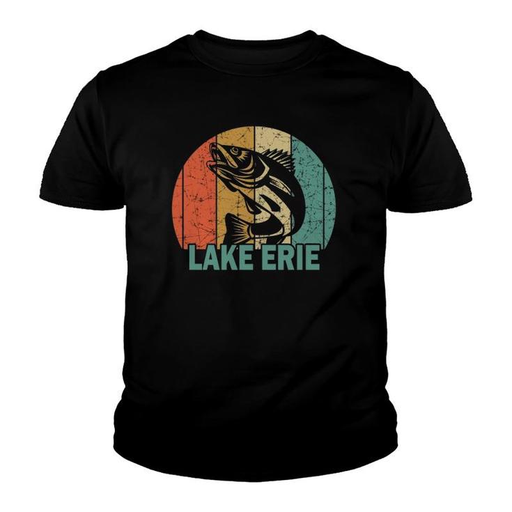 Retro Lake Erie Walleye Fishing Souvenir Youth T-shirt