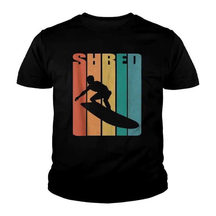Retro Surf  70S Vintage Shred Surfer Longboard Surfing  Youth T-shirt