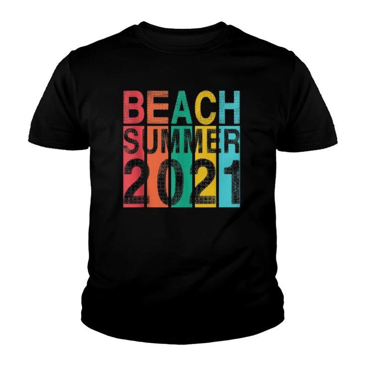 Retro Vintage Beach Vacation Summer 2021 Sunset Stripe Wear  Youth T-shirt