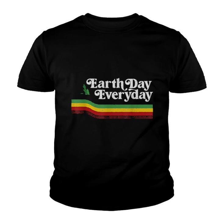 Retro Vintage Earth Day Everyday Rainbow Pine Tree Earth Day  Youth T-shirt