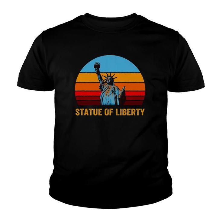 Retro Vintage Style Sunset Statue Of Liberty Youth T-shirt