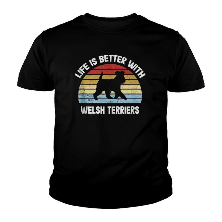 Retro Welsh Terrier Dog   Youth T-shirt
