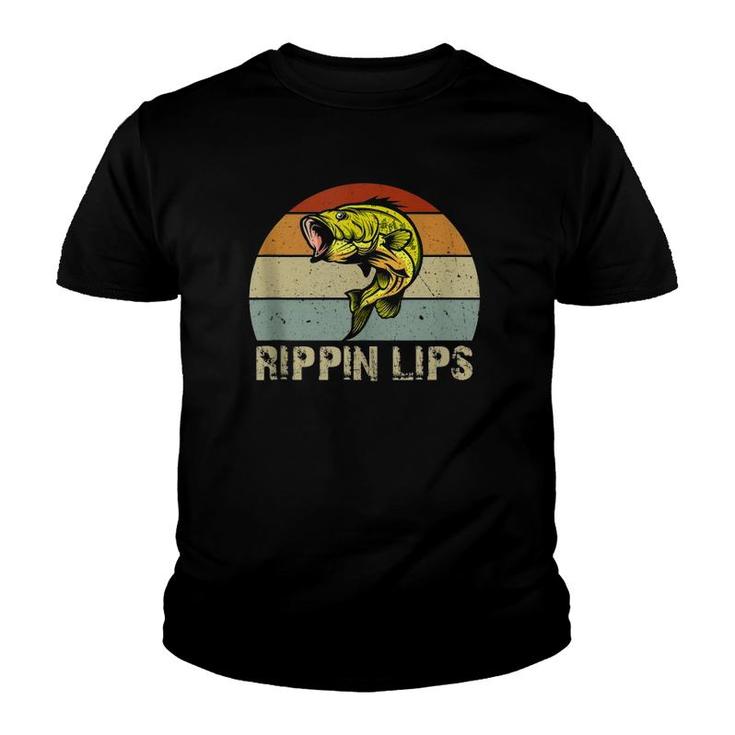 Rippin Lips Bass Fishing Gifts For Dad Father's Day  Youth T-shirt