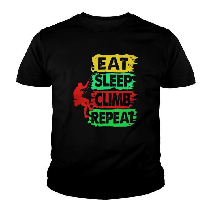 Rock Climbing Eat Sleep Climb Repeat Climber Youth T-shirt