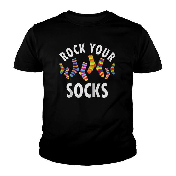 Rock Your Socks Awareness  World Down Syndrome Day Raglan Baseball Tee Youth T-shirt