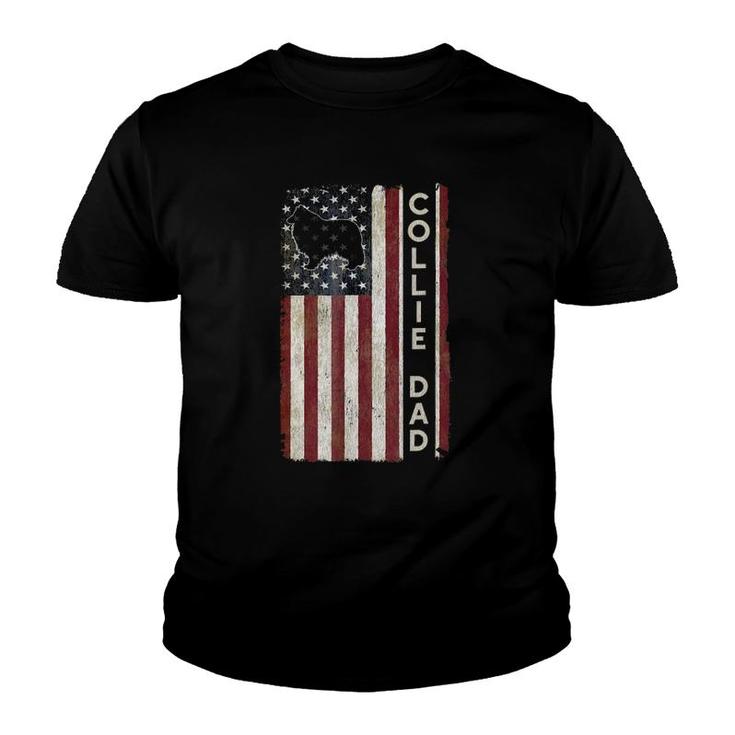 Rough Collie Dad 4Th July American Flag Father's Day Youth T-shirt