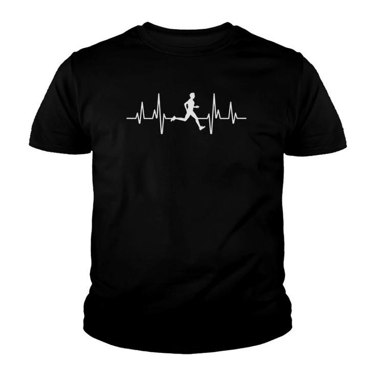 Running Marathon Jogging Heartbeat Ekg Runner Motif Youth T-shirt