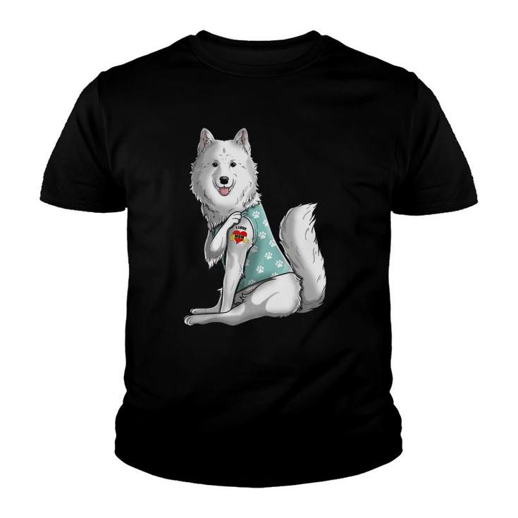 Samoyed I Love Mom Tattoo Dog  Funny Mother's Day Gift Youth T-shirt