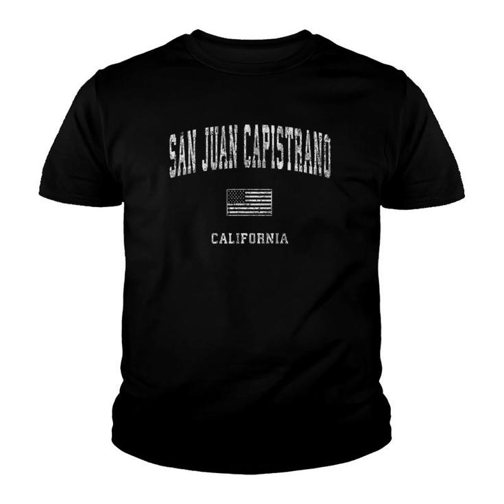 San Juan Capistrano Ca Vintage American Flag Youth T-shirt