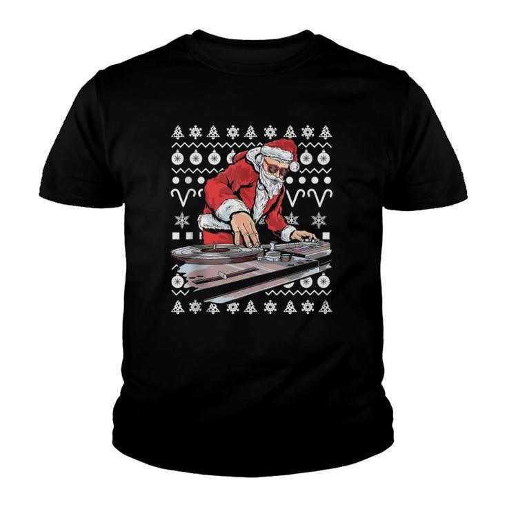 Santa Claus Music Dj Ugly Christmas Tacky Xmas Gift Youth T-shirt