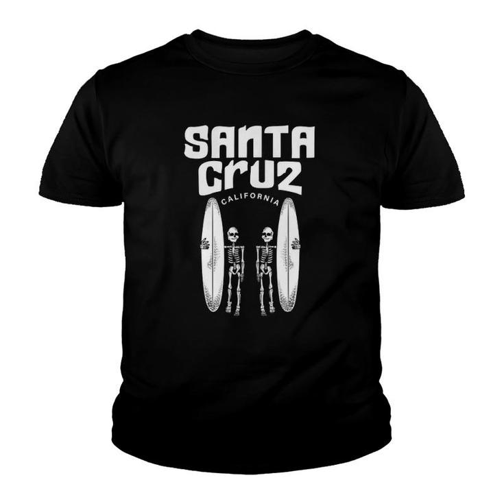 Santa Cruz California Surfing Skeleton Design - Surfers Youth T-shirt