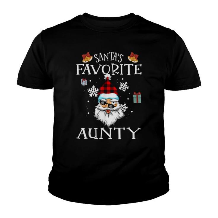Santa's Favorite Aunty Christmas Matching Family Pajama  Youth T-shirt