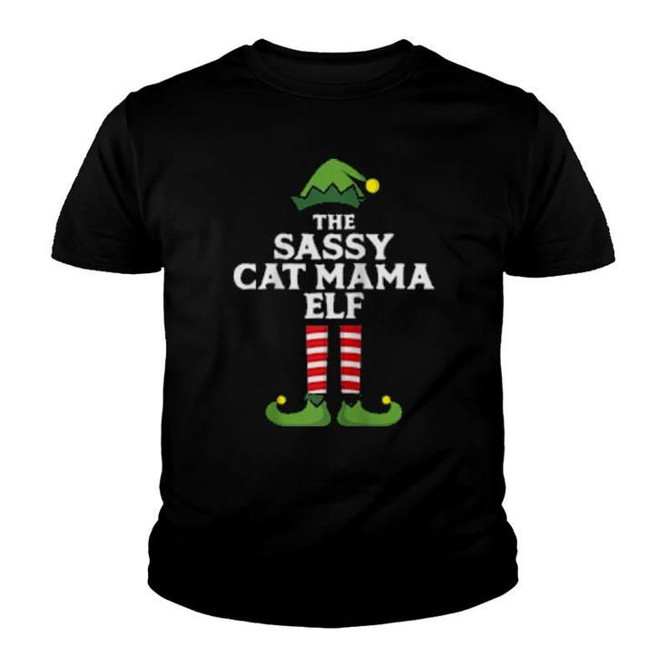 Sassy Cat Mama Elf Matching Family Group Couple Pajama  Youth T-shirt