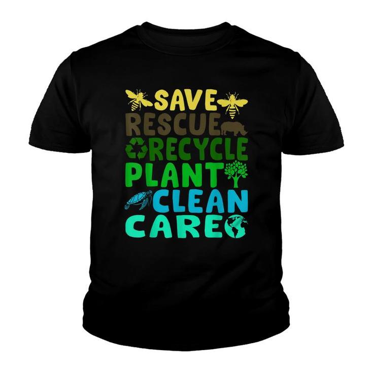 Save Bees Rescue Animals Recycle Plastic Earth Day Planet  Youth T-shirt