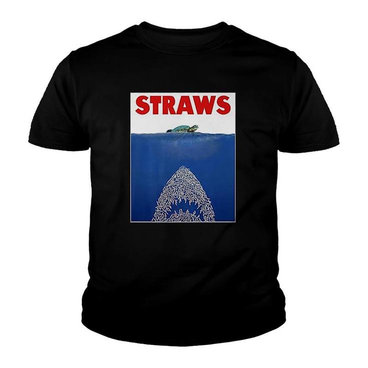 Save The Sea Turtles Conservation Straws Youth T-shirt