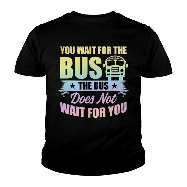 School Bus Driver Student Wait Stop Humor Pastel Rainbow Youth T-shirt