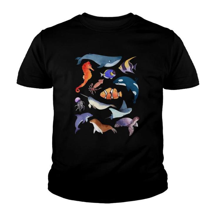 Sea Animals  Funny Ocean Marine Creatures Gifts Youth T-shirt
