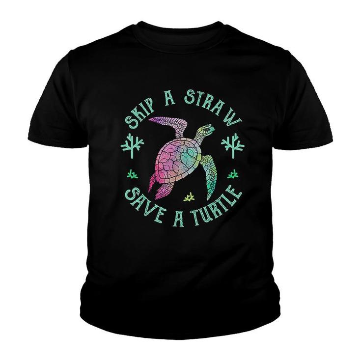 Sea Turtle Skip A Straw Save A Turtle Youth T-shirt