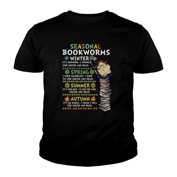 Seasonal Bookworms Moods Reading Book Lover Librarian Reader  Youth T-shirt