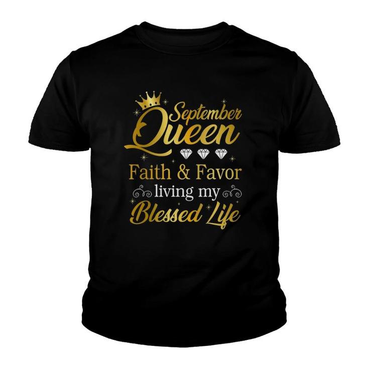 September Queen Living My Best Life Virgo Libra Black Queen Youth T-shirt