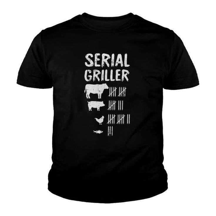 Serial Griller Fathers Day Funny Grilling Grill Bbq Master Youth T-shirt