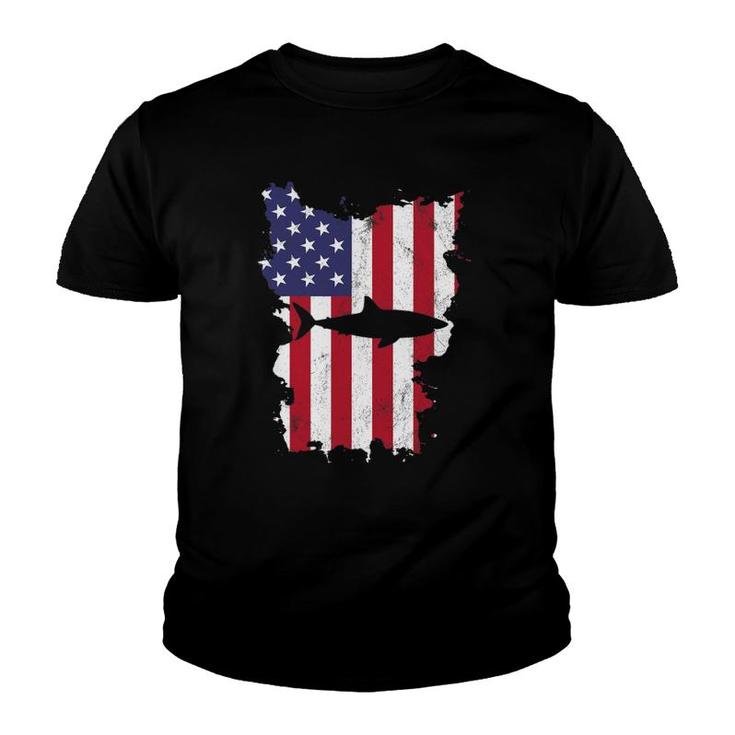 Shark Usa Flag America 4Th Of July Murica Gift Vintage Youth T-shirt