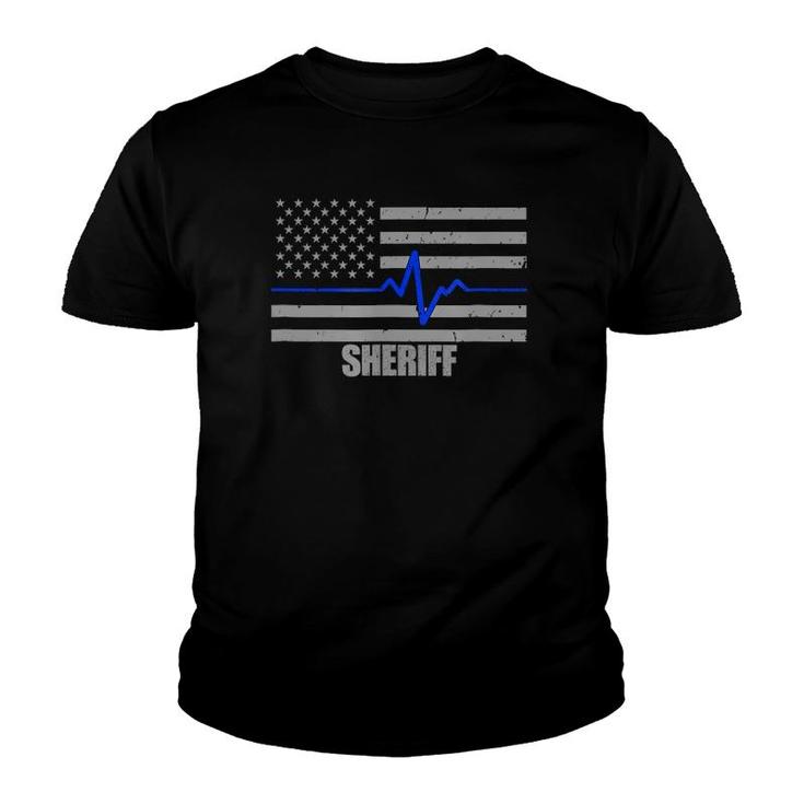 Sheriff Thin Blue Line Flag Law Enforcement Youth T-shirt