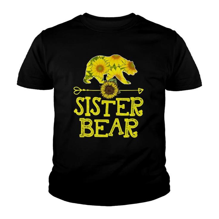 Sister Bear Sunflower Funny Mother Father Gift Youth T-shirt
