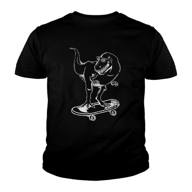 Skateboarding Dinosaur Lover Skateboarding Gift Youth T-shirt