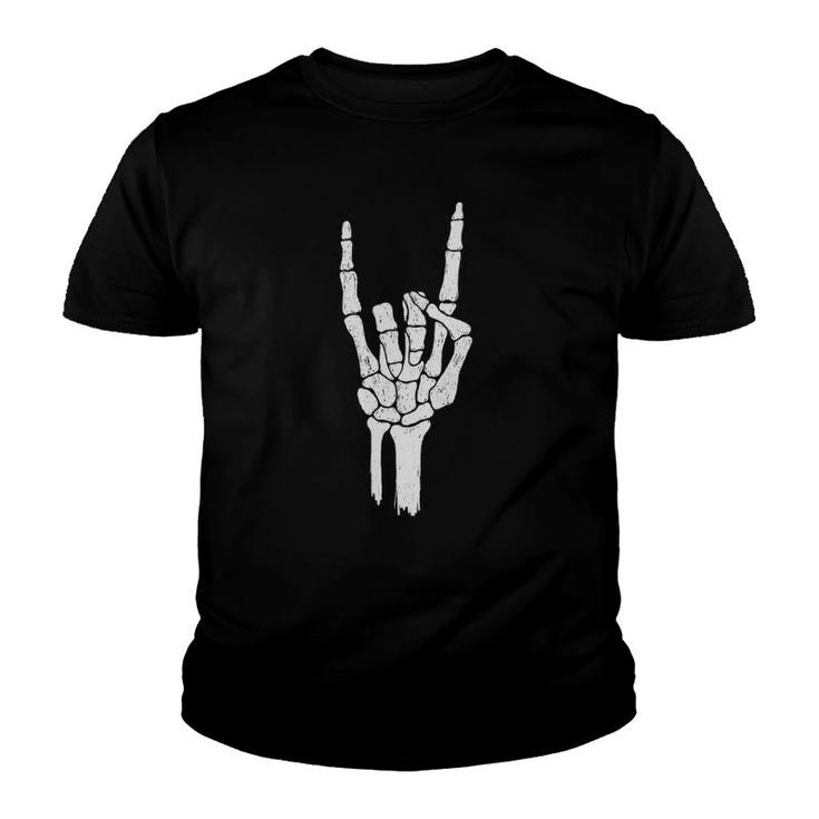 Skeleton Hand  Devil Horns Rock Hand Gesture Youth T-shirt