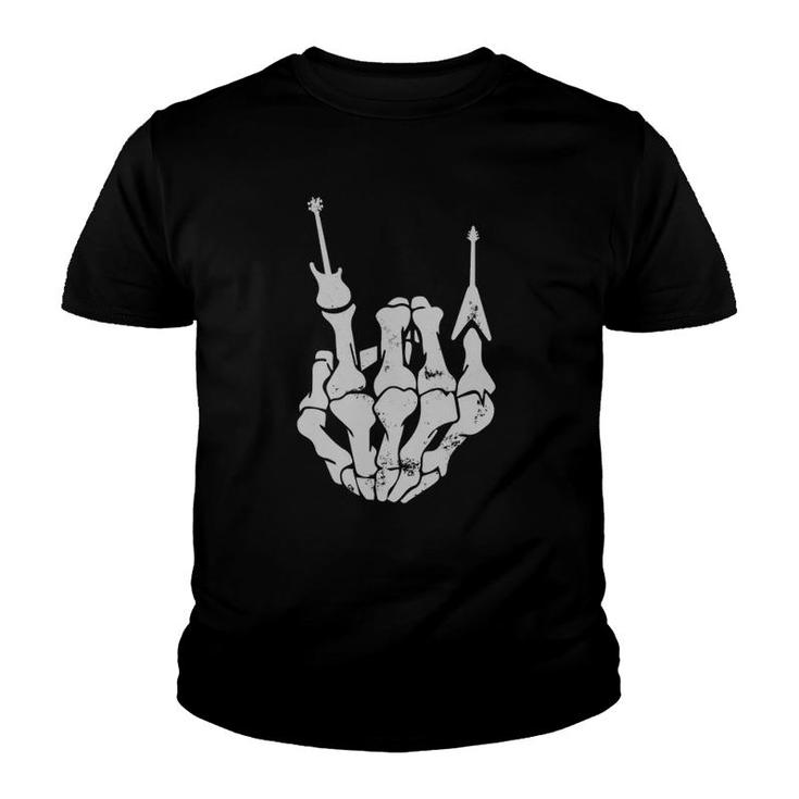 Skeleton Rocking Hand Rock Music Youth T-shirt