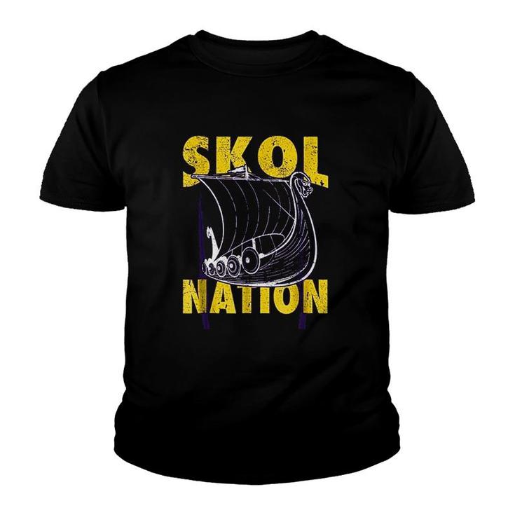 Skol Nation Distressed Viking Ship Youth T-shirt