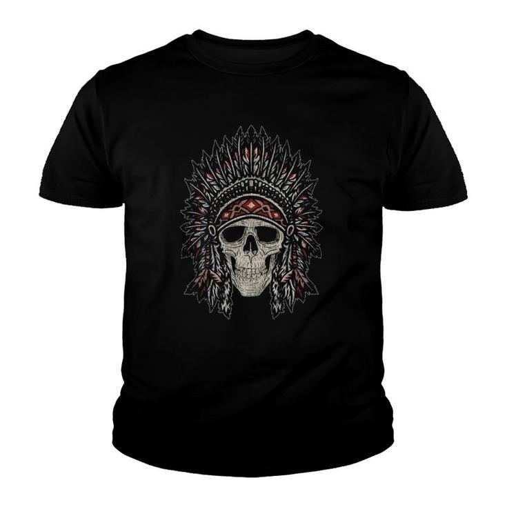 Skull Headdress Native Pride Indigenous Native American Youth T-shirt