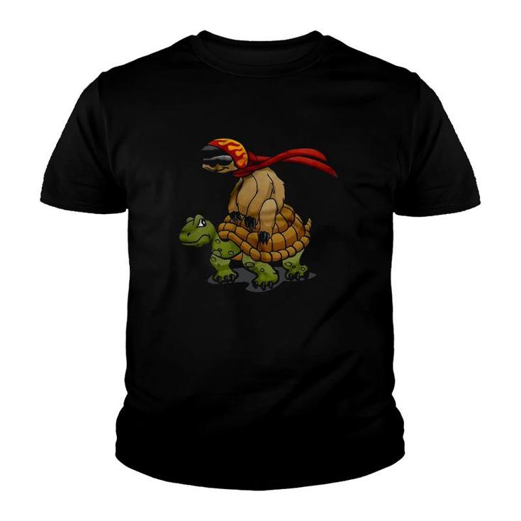 Sloth Riding Turtle Funny Sloth Lover Youth T-shirt