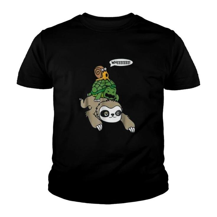 Sloth Turtle Snail Funny Youth T-shirt