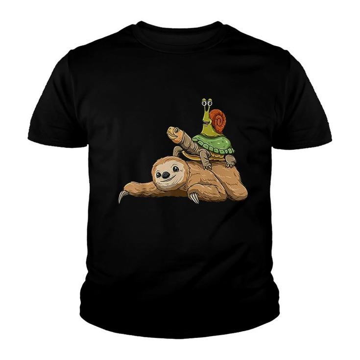 Sloth Turtle Snail Running Sloth Lovers Youth T-shirt