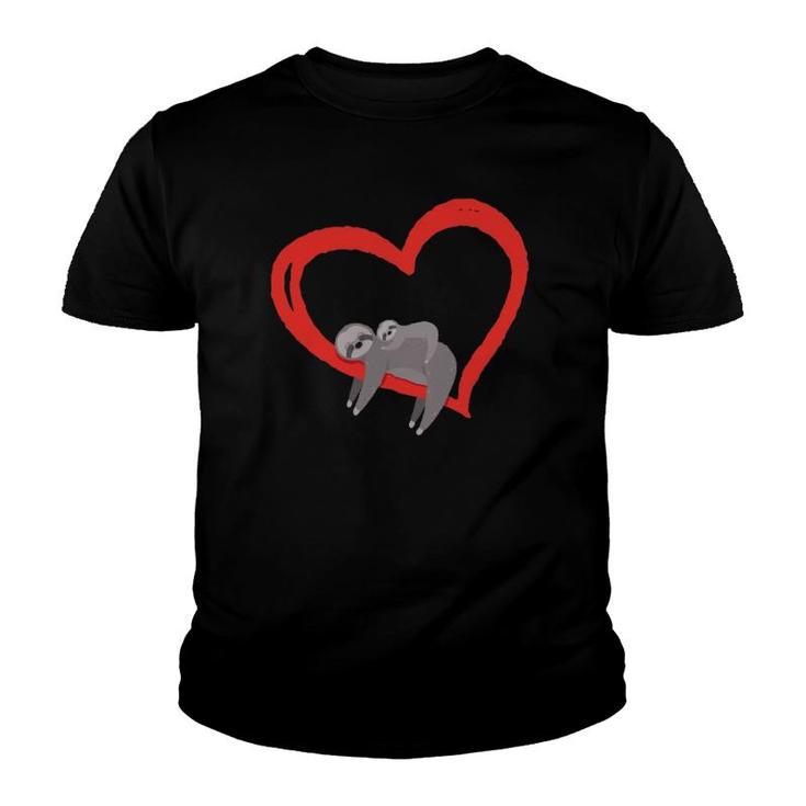 Sloth Valentine's Day Womens Sloths Valentine Heart Youth T-shirt