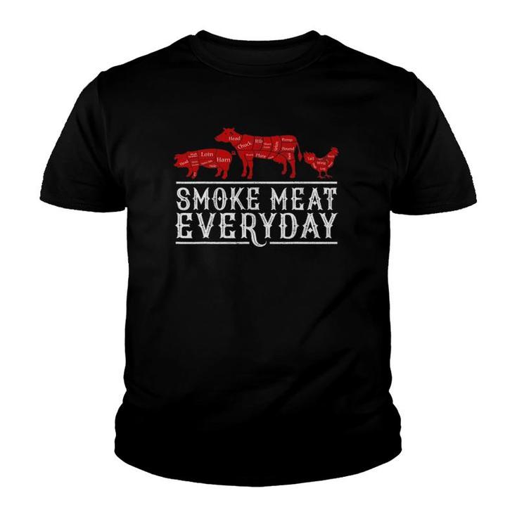 Smoke Meat Everyday Barbecue Grilling Bbq Smoker Dad Gift Youth T-shirt